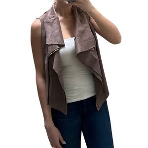 BCBGMAXAZRIA Asymetrical Taupe Faux Suede Vest | Small